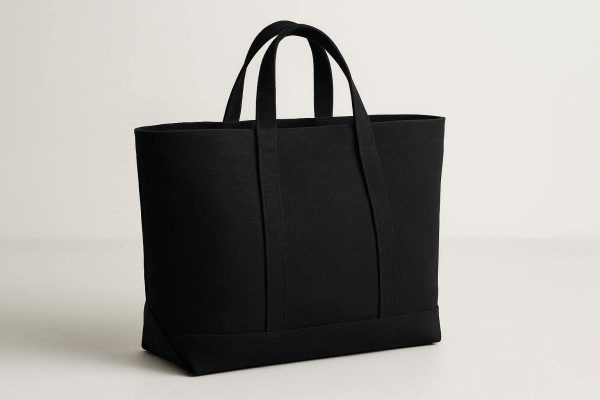 2 Black Minimalist Canvas Tote Bag Large Capacity for Work and Travel
