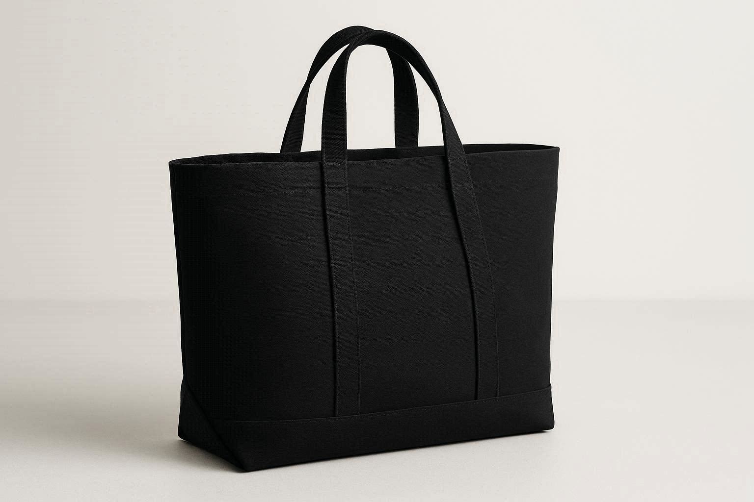 Black Minimalist Canvas Tote Bag Large Capacity for Work and Travel - Image 1