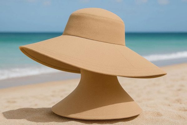 Wide Brim Sun Hat Solid Color UPF 50+ Beach Hat for Women