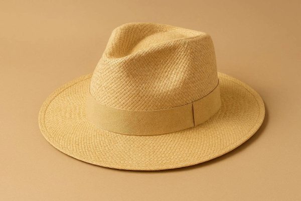 Solid Color Panama Hat Natural Straw Fedora for Men Summer