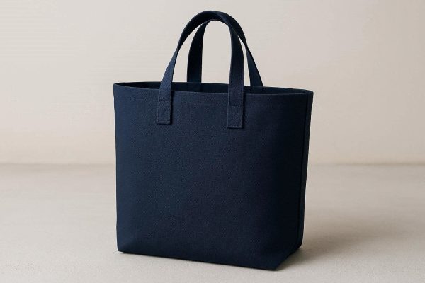 Navy Blue Minimalist Canvas Tote Bag Heavy Duty for Grocery Shopping