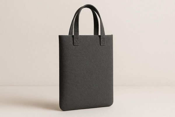 8 Charcoal Gray Minimalist Canvas Tote Bag Slim Design for Commuting