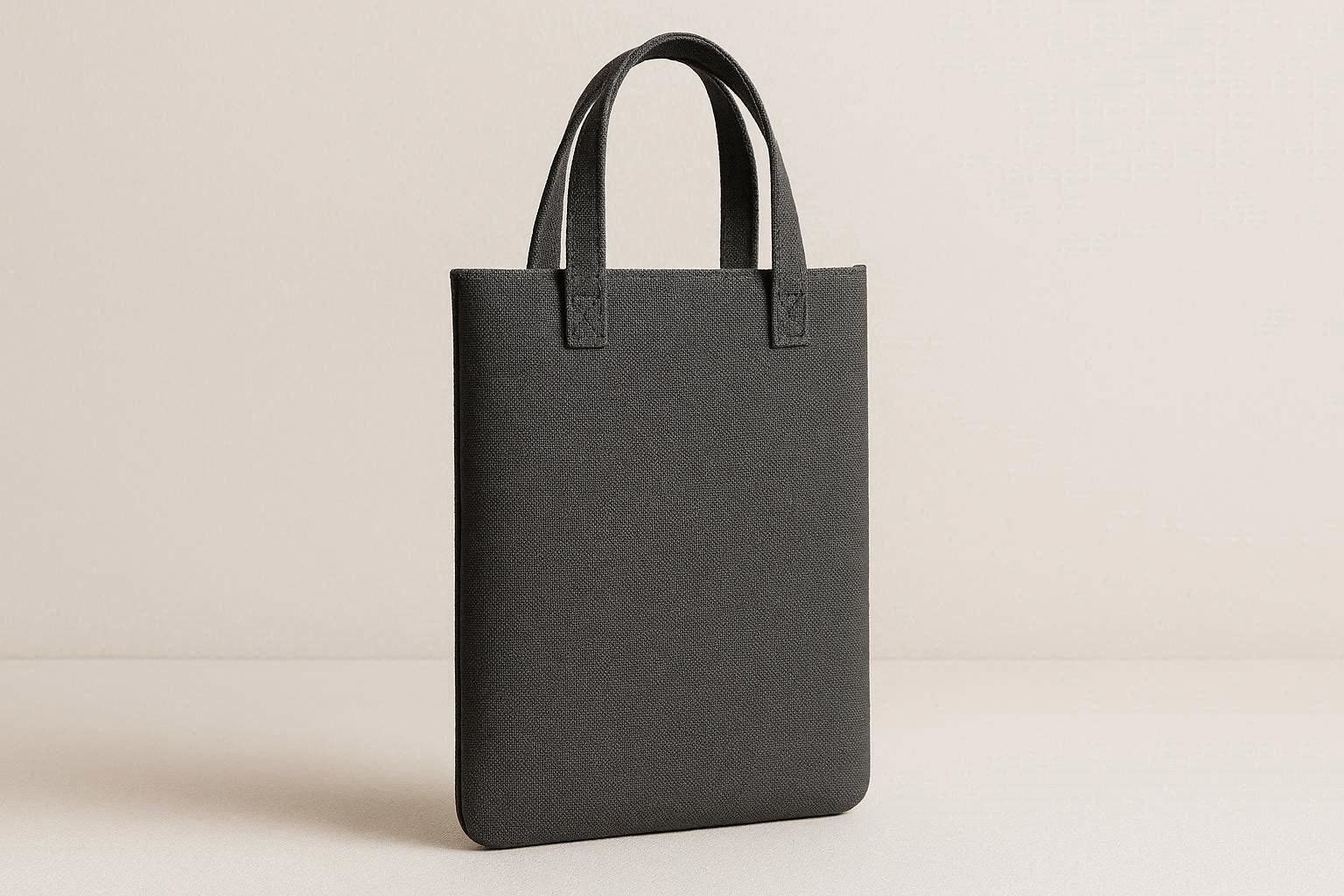 Charcoal Gray Minimalist Canvas Tote Bag Slim Design for Commuting - Image 1